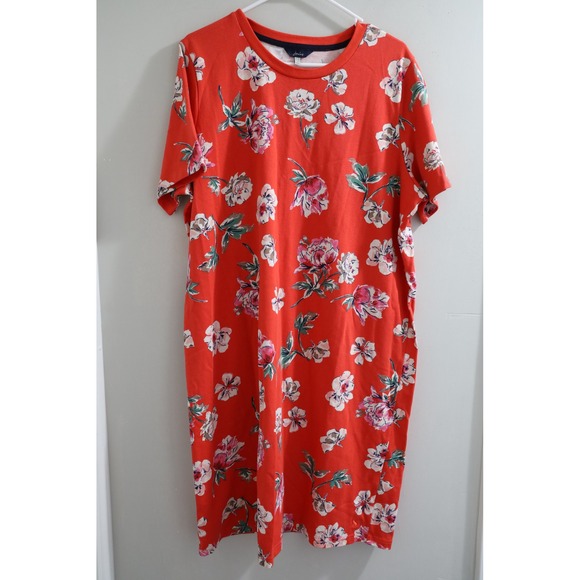 Joules Dresses & Skirts - Joules Orange Floral Print Short Sleeve Tunic Dress UK 16 US 12 EU 44